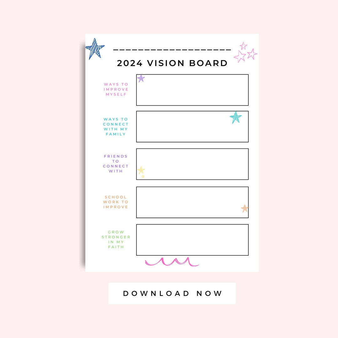 Vision Board Printable for Kids, Home Learning Activity, Kids Printable ...