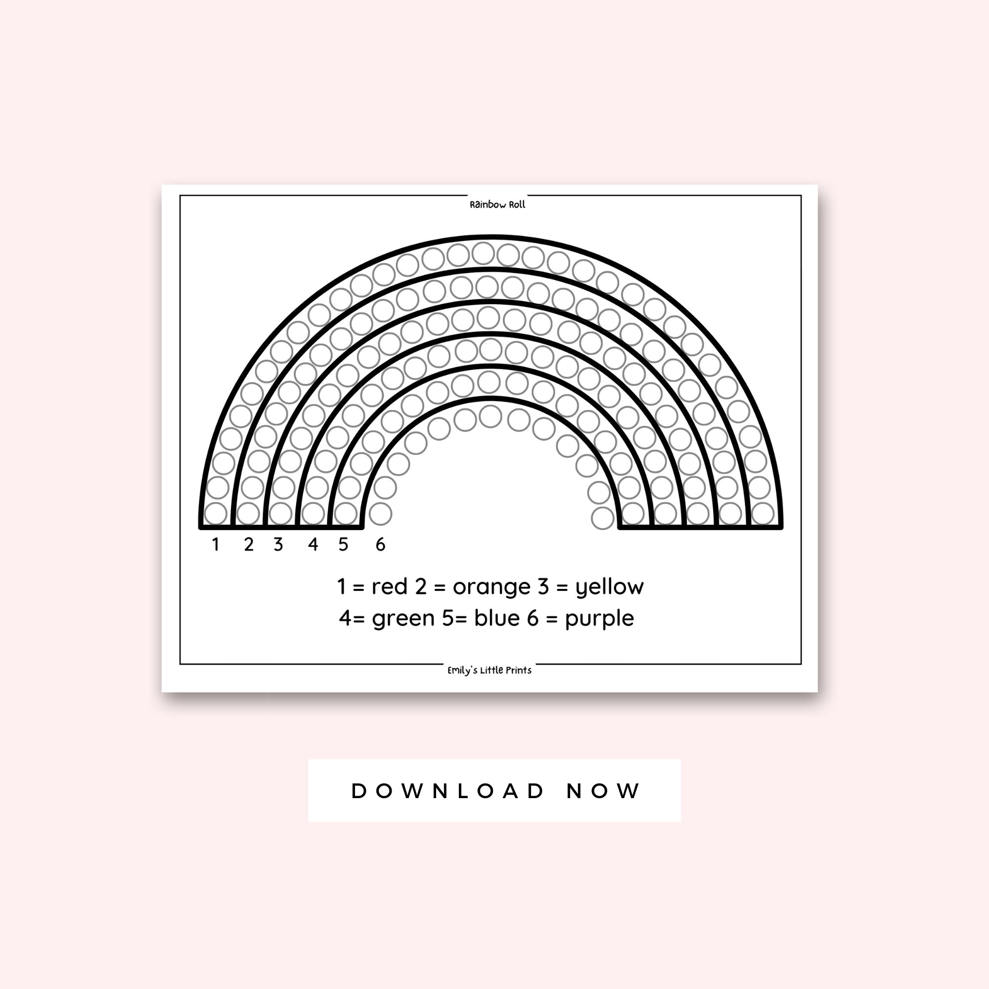 Rainbow Game for Kids Black and White, Spring Activity, Printable Preschool, Instant Download ...
