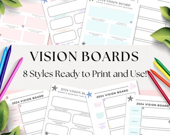 2024 Vision Board Printables for Kids, New Years Coloring Page, New Year Activities for Kids, Preschool New Year, Goal Setting for Kids