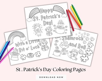 Turmålarbilder, utskrivbart arbetsblad för Saint Patrick's Day, förskoleaktiviteter, nedladdning av Saint Patty's Day, pyssling, målarbilder med Shamrock