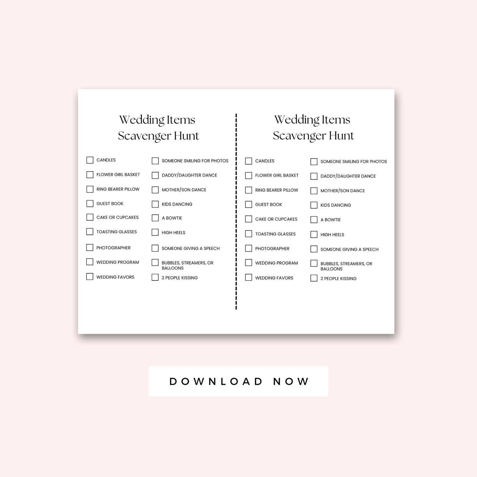 Wedding Scavenger Hunt for Kids Half Sheet, Wedding Kid Table Printable ...