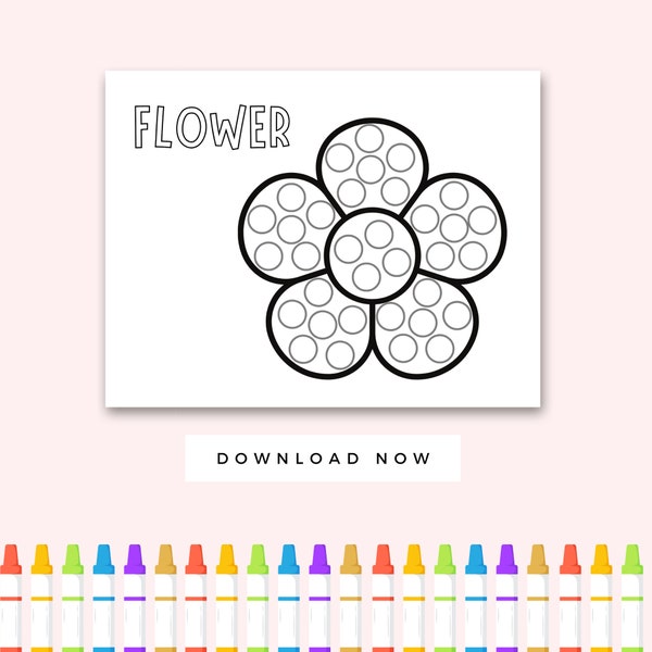 Spring Dot Marker Activity, 1 Page Flower Do a Dot Printable for Kids, Preschool Flower Activity, Toddler Printable Activity, Dot Stickers