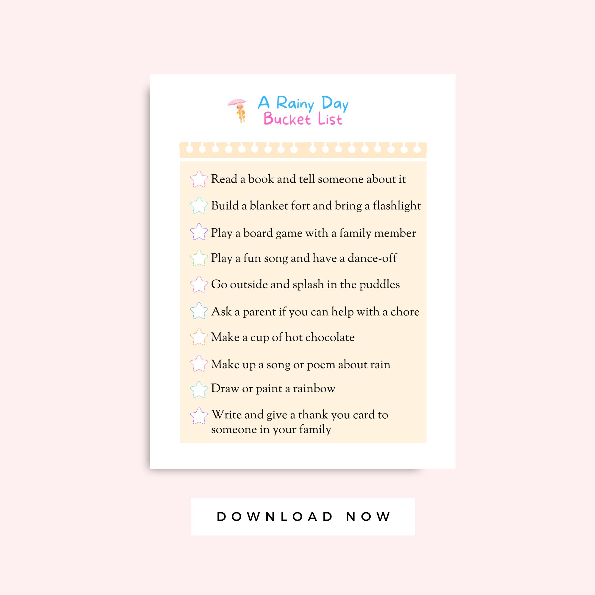 Rainy Day Activities for Kids, Printable Rainy Day Packet for Kids, 5 ...