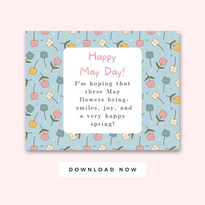 Cartes imprimables Happy May 1er mai, 1er mai, étiquette-cadeau fleur 1er mai, étiquette cadeau florale, carte enseignant 1er mai, étiquette cadeau voisin 1er mai