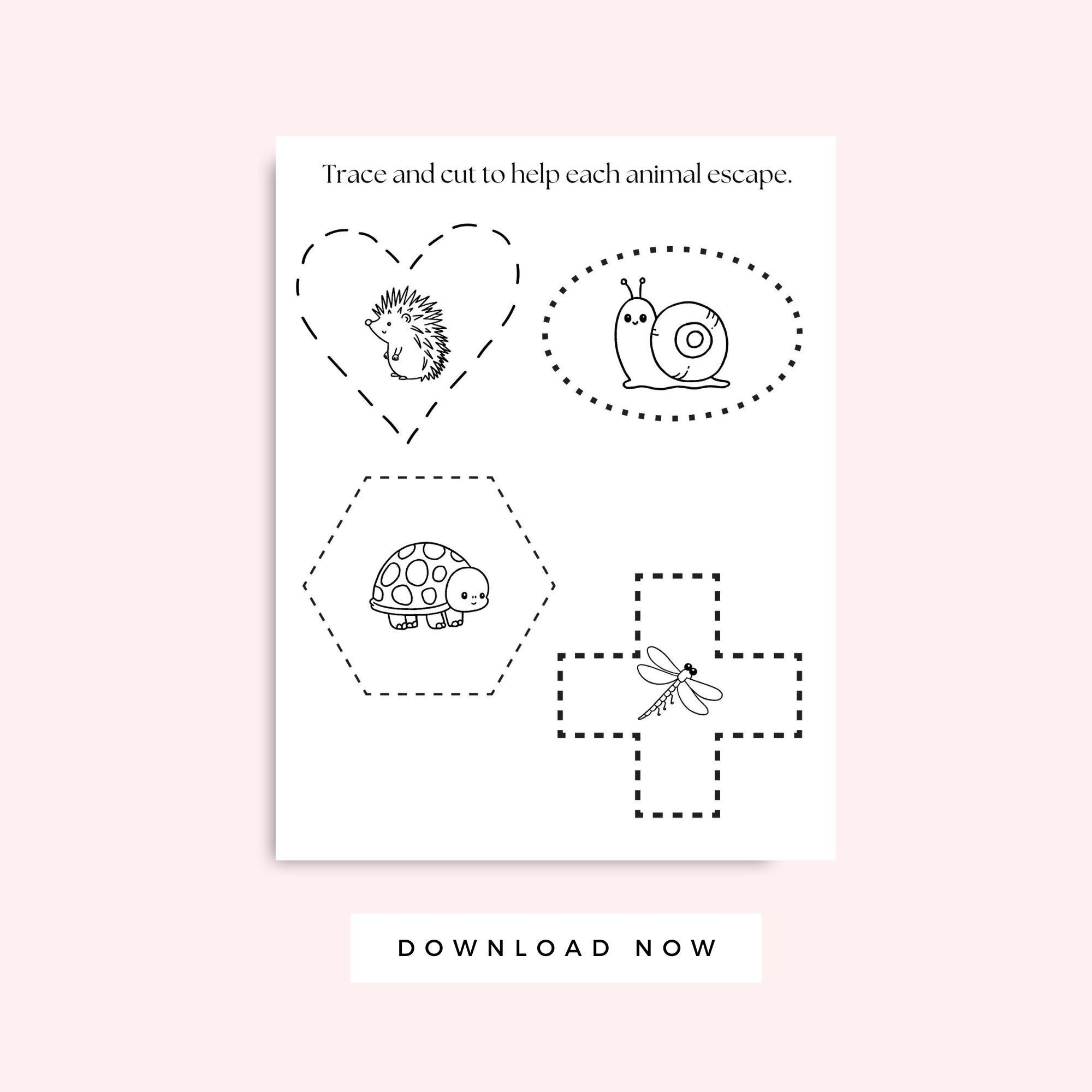 Preschool Scissor Skills Printable Worksheets Black and White, Kids ...