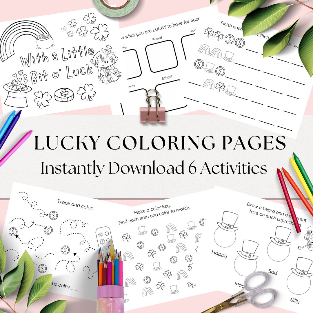 Lucky Coloring Pages, 6 Saint Patrick's Day Printable Worksheets ...