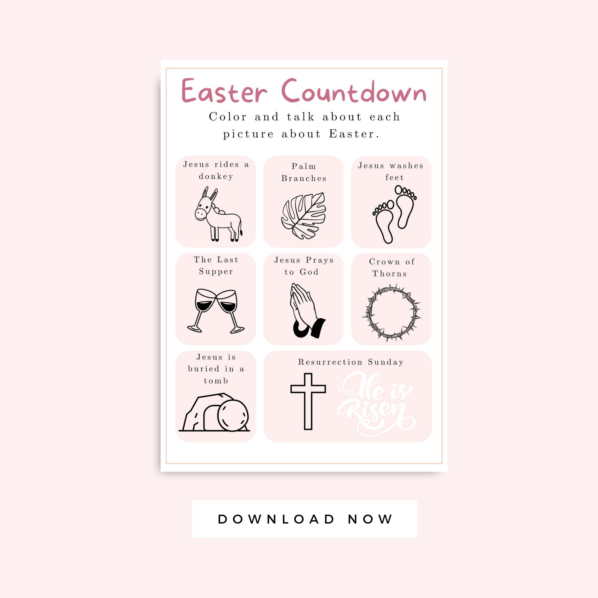 Printable Easter Countdown for Kids, Good Friday Activity for Toddlers ...