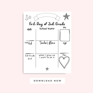 First Day of 2nd Grade Milestone Board, Back to School Sign for Kids, Classroom First Day Activity, Homeschool Printable Second Grade PDF
