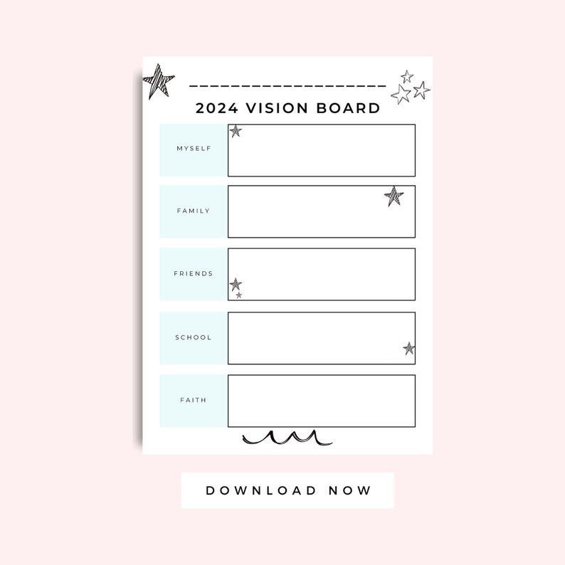 2024 Vision Board Printables for Kids New Years Coloring - Etsy