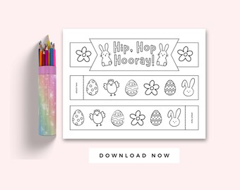 Hip Hop Hooray Easter Crown for Kids, Easter Printable Activity for Preschool, Easter Egg Hunt Craft, Easter Coloring Page for Toddlers