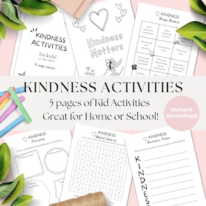 Kindness Activities for Kids Printable Packet, Random Acts of Kindness Ideas, Homeschool Printables Multicolor, Family Bingo Worksheet