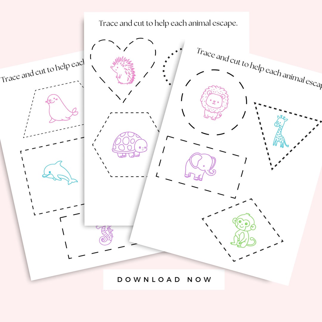 Scissor Skills for Preschool Printables, 3 Pack Worksheets Multicolor ...