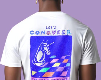 Unisex Pride Shirt “Con-QUEER the world” - 100% organic cotton LGBTQIA* T-Shirt