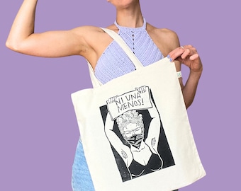 Hand-printed feminist tote bag “Ni una menos” made of 100% organic cotton