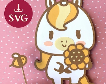 Sunflower Unicorn SVG | Unicorn Bedroom Decor | Cottagecore SVG | Unicorn Cake Topper | Unicorn Nursery SVG | Kawaii Unicorn svg | diy craft