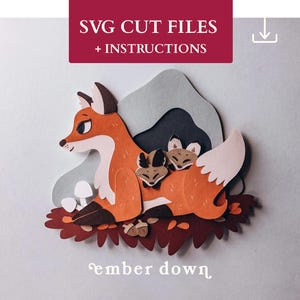 Fox svg | Fall Shadow Box SVG | Fox Shadow Box Template for Adults | 3D Wall Art | DIY Home Decor | Cottagecore svg | Forest Animal svg
