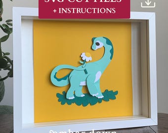 Brachiosaurus SVG for Layered Paper Art | Cottagecore Dino Craft for Teens and Adults + Instructions | Instant Download
