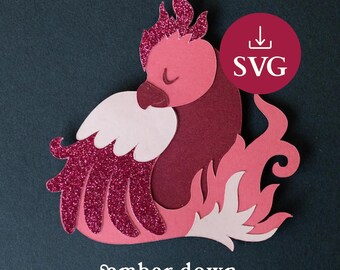 Phoenix SVG Simple | Adult and Teen Crafting Kit | Layered Paper Template | Mindful Crafting Gift | Layered Paper Cutfiles | Fantasy Art