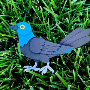 Vogel svg | Grackle svg | Vogelbeobachter svg | Amsel svg | 3D Papier Kunst Datei | Geschichtete Papier Vorlage | Schatten Box Vorlage | Zum Selbermachen