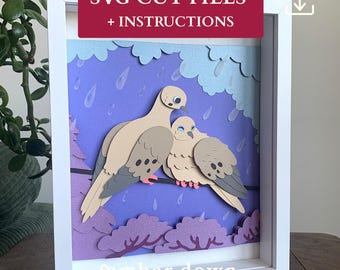 Mourning Dove svg | Best Friends svg | DIY bird watching gift | Shadow box template digital download | Rainy day activity | Adult crafts