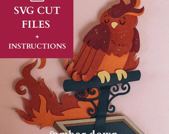 Phoenix SVG | Cozy Fantasy Shadow Box Template | Craft projects for adults | Mindfulness Journal Prompts | Mindful Crafting Gift