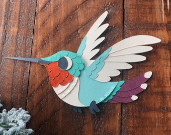 Hummingbird SVG | Bird Shadow Box Art | DIY Layered Paper Art | Hummingbird Layered Cut File | Birding SVG | Hummingbird Shadow Box svg