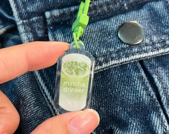 Matcha Drinker Mini Keychain | Acrylic Finish | Matcha Lover Accessory