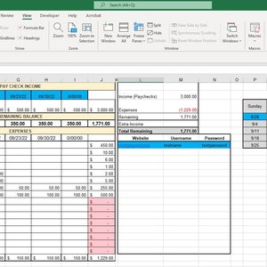 Budget Template Check Register Download for Excel Etsy