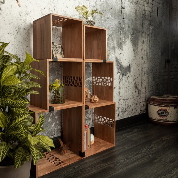 Solid Wood Cube Storage Etsy