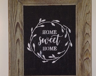 Country/Farmhouse Style Burlap Backed Wall Hanging-Home Sweet Home