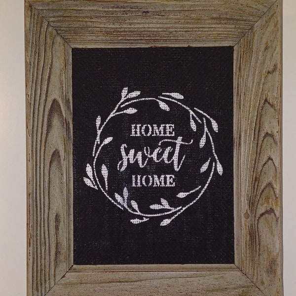 Country/Farmhouse Style Burlap Backed Wall Hanging-Home Sweet Home