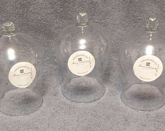 Set of 3 Glass Cloche Domes 5" | Small Bell Jars | Terrarium Covers | Home Interiors Glass Display Domes | Minimalist Decor