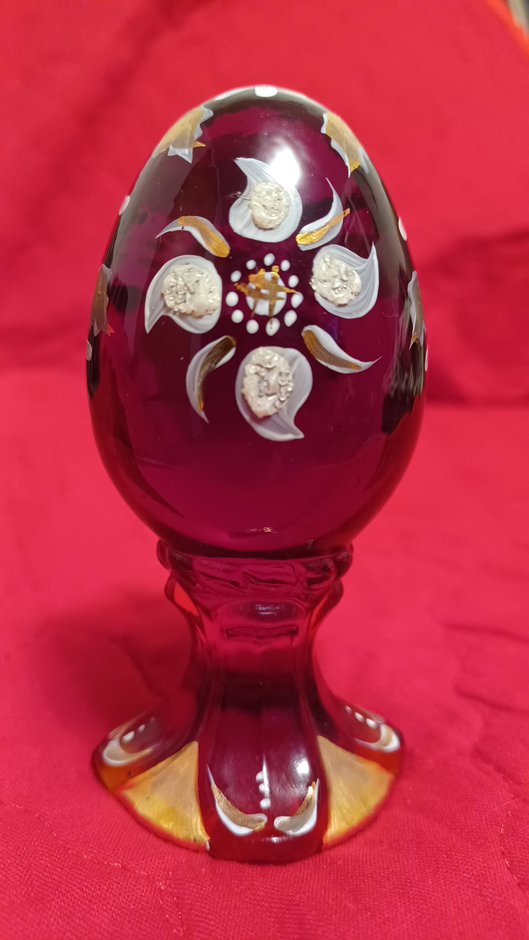 米国フェントン社ウランガラスのイースターエッグ2個（共箱付） 米国