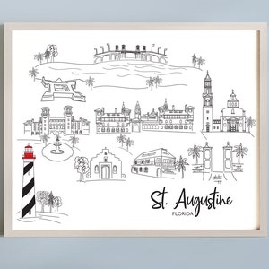 Sketched City Drawing of St. Augustine, Florida