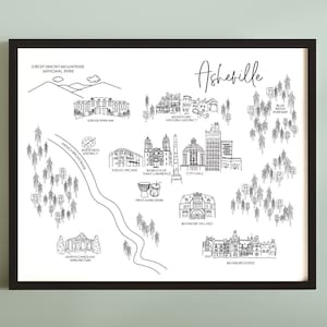 Sketched City Drawing of Asheville, North Carolina