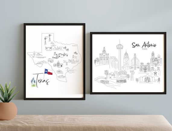Sketch of San Antonio, Texas Art Print - Etsy