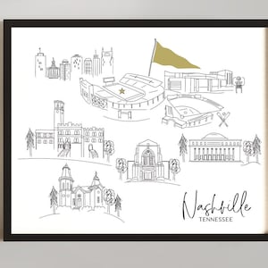 Sketched Drawing Nashville, Tennessee art print