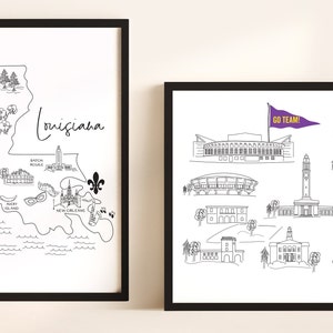 Hand Sketched Drawing of Baton Rouge, Louisiana - Etsy