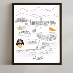 Sketched Drawing of the Knoxville, Tennessee Art Print