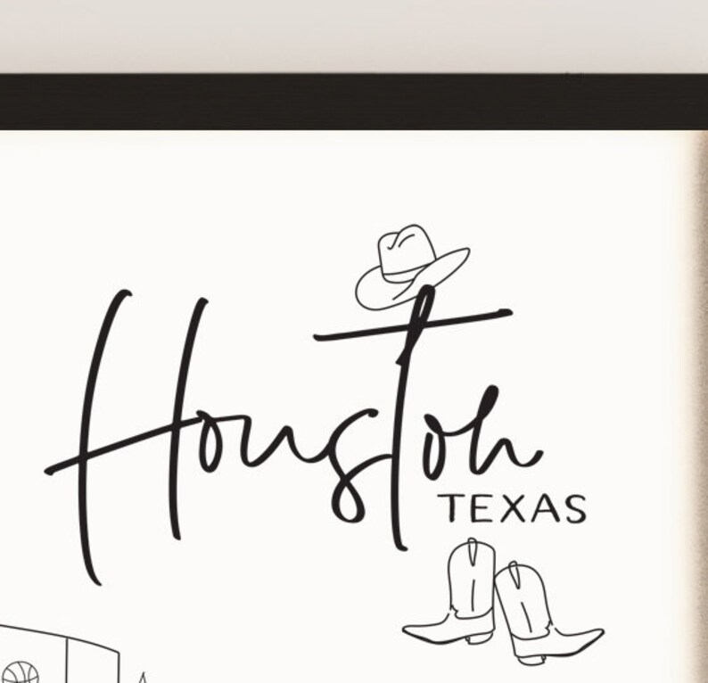 Houston Draw Sketched Drawing of the City of Houston Texas Art Print - Etsy