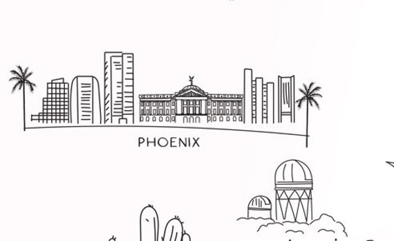 Arizona Map Print: Hand-sketched Cities & Landmarks - Etsy