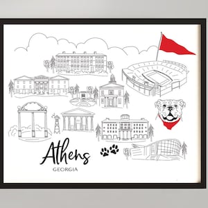 Sketched drawing of Athens, Georgia art print