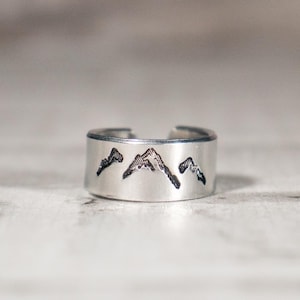 Mountain Ring | Hand-Stamped Mountain Range Ring | Adjustable Jewelry