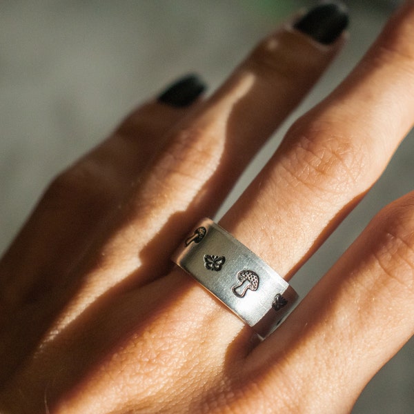 Mushroom Ring | Hand Stamped Cottage Core Ring