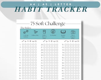 Tracker di sfide di 75 giorni / Modello stampabile di 75 giorni / Checklist di 75 giorni / Tracker di sfide modificabile per le abitudini
