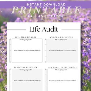 Life Audit Planner | Printable Life Goal Setting | Journaling Prompts| Life Purpose PDF | Reflection Worksheet | Self-Improvement