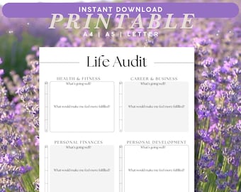 Life Audit Planner | Printable Goal Setting, Reflection Worksheet (PDF)