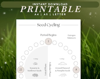 Guida al ciclo dei semi per l&#39;equilibrio ormonale: Tracker della fertilità stampabile per PCOS e salute mestruale