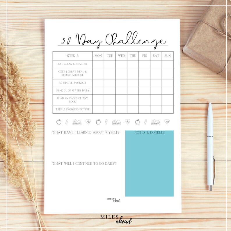 30 Day Tracker 30 Day Challenge Sheet Monthly Challenges Printable 30 ...