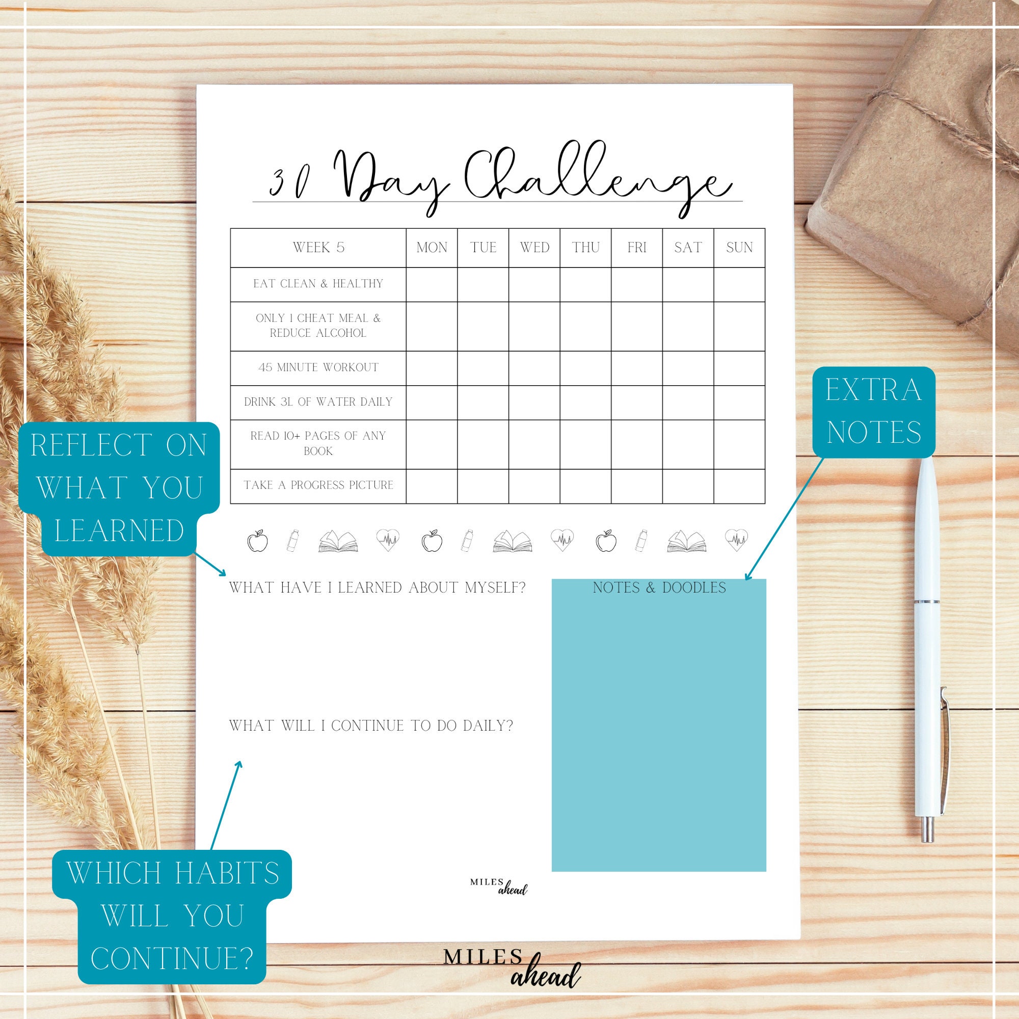 30 Day Tracker 30 Day Challenge Sheet Monthly Challenges Printable 30 ...